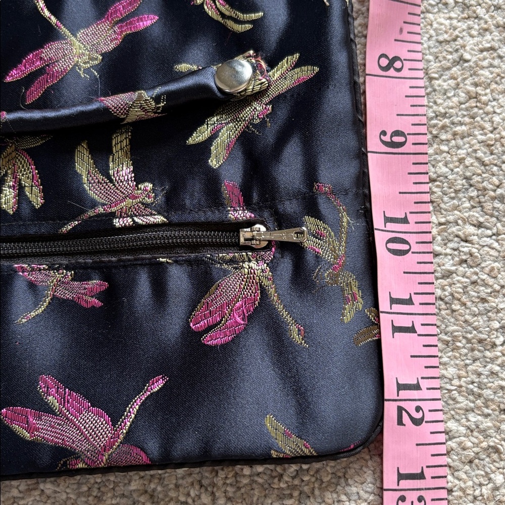 Dragonfly Print Satin Jewelry Travel Bag Roll - Picture 5 of 5